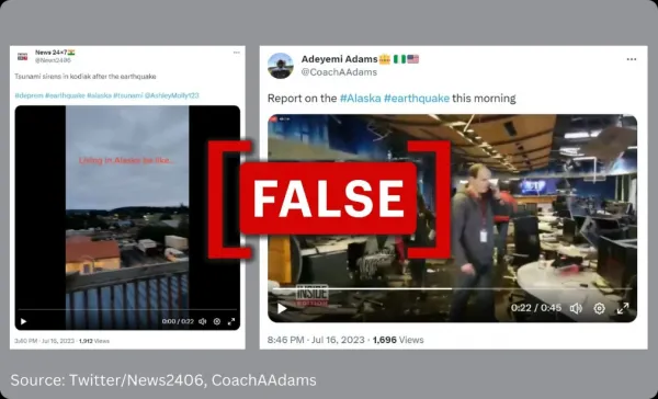 Old videos shared falsely as recent earthquake and tsunami warning in Alaska