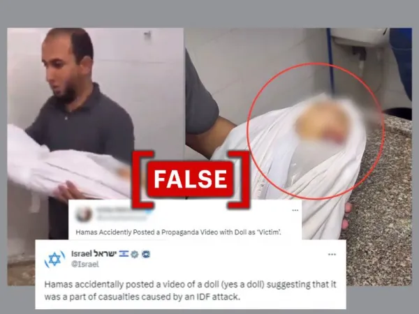 Video shows Palestinian man carrying the body of a child, not a doll