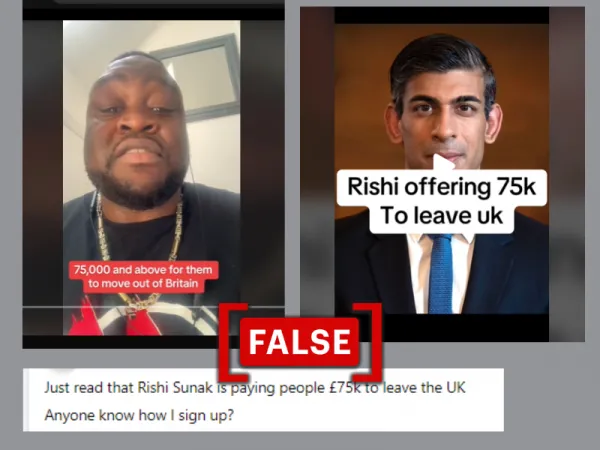 No, Rishi Sunak isn't offering £75,000 to British citizens to leave the U.K.