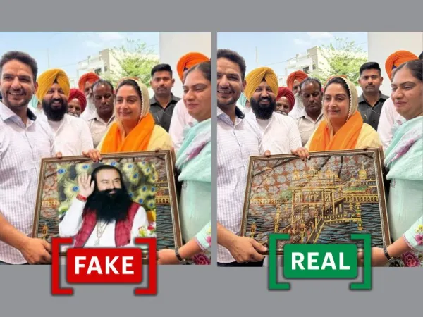 Photo of SAD's Harsimrat Kaur Badal holding self-styled godman Ram Rahim's portrait is edited