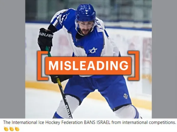 No, the International Ice Hockey Federation has not banned the Israeli team