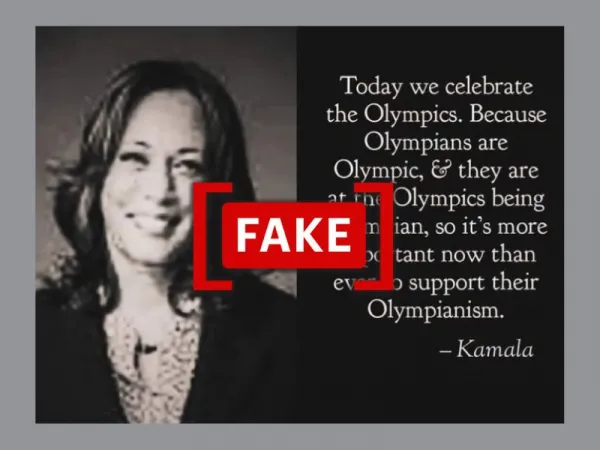 No, Kamala Harris didn't say 'Olympians are Olympic'; viral quote is fabricated