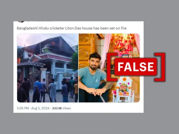 No, image doesn't show cricketer Liton Das' house being set ablaze in Bangladesh