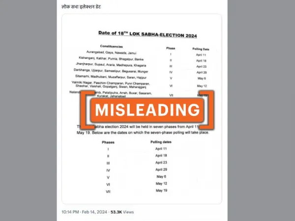 2019 dates misrepresented as schedule for 2024 Indian general elections