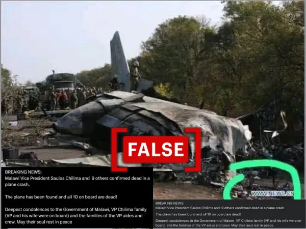 2020 photo from Ukraine shared as site of Malawi Vice President Saulos Chilima's plane crash