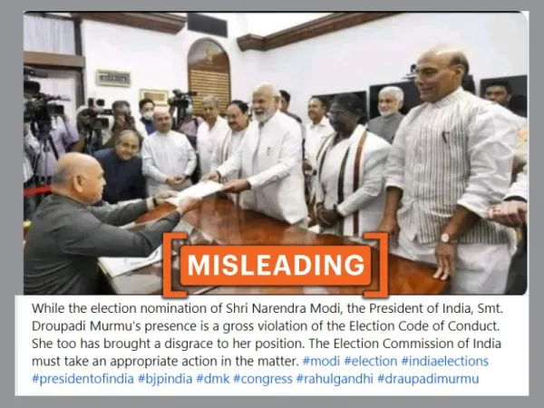 Image doesn't show President Murmu joining PM Modi for his Lok Sabha poll nomination