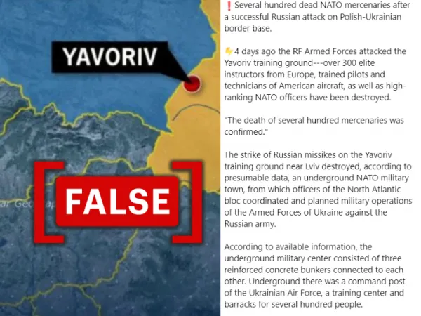 No, several hundred NATO mercenaries were not killed in a Russian missile attack on the Yavoriv military base in Ukraine