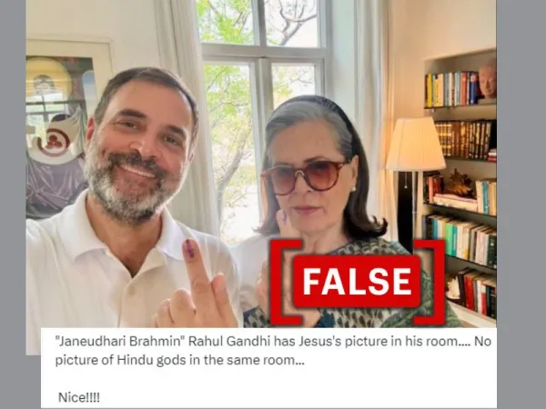 No, photo behind Rahul and Sonia Gandhi is not of Jesus Christ