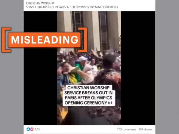 Old video shared as 'Christian worship service' in Paris after Olympics opening ceremony