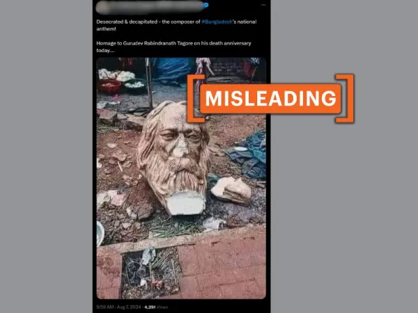 Old photo of vandalized Rabindranath Tagore statue linked to 2024 Bangladesh unrest