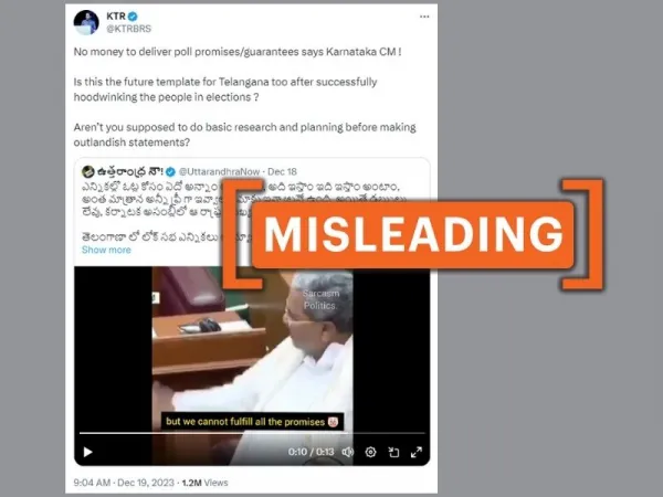 Clip of Karnataka CM Siddaramaiah quoting Yediyurappa misattributed as his own words