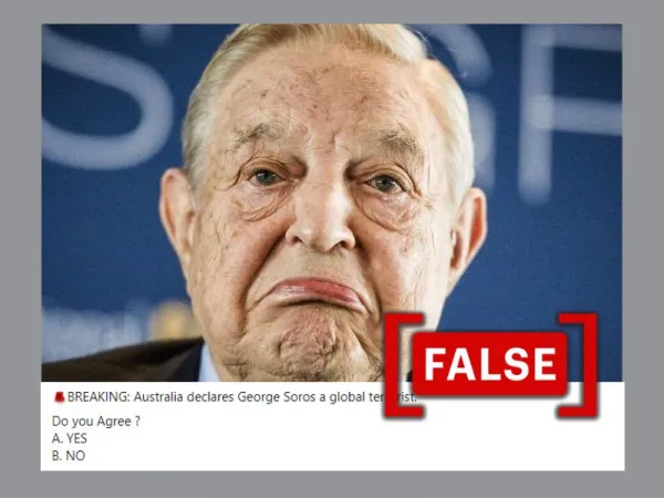 No, Australian government has not declared George Soros a ‘global terrorist’