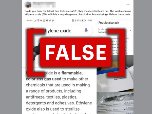 Ethylene oxide used for sterilizing COVID-19 lateral flow tests poses no risk to public safety