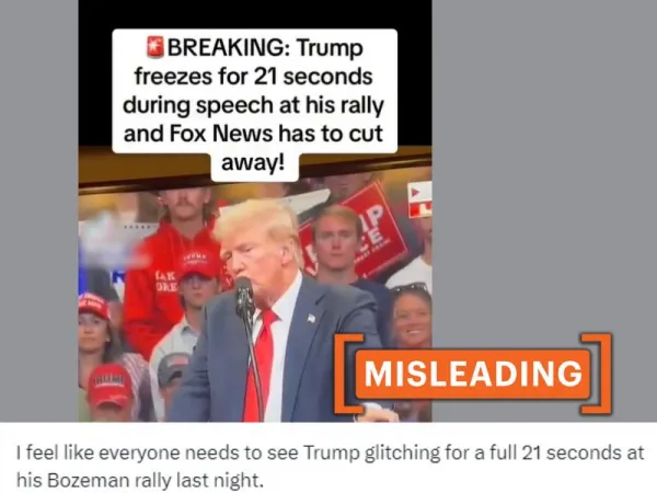 Video shows Donald Trump pausing for a medical emergency in the crowd at rally, not 'freezing'