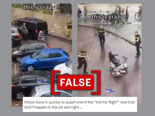 Old video from the Netherlands falsely linked to current U.K. riots