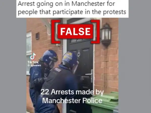 Old video of a police raid is incorrectly linked to U.K. riots