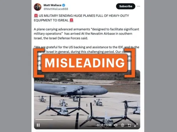 Old video shared as U.S. military equipment being sent to Israel