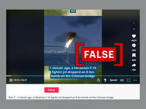 Video game footage shared as 'Ukrainian planes attacking the Crimean Bridge'