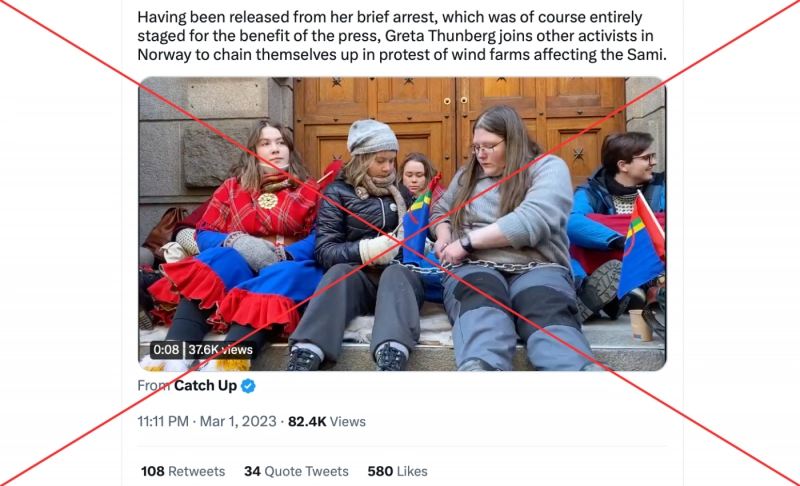 False: Greta Thunberg's arrest in Oslo was staged.