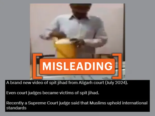 2018 video of court employee spitting in a cup shared with false communal claim