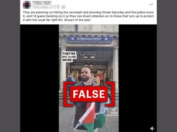 Old video used to claim pro-Palestine marchers planned to protest at the Cenotaph on Armistice Day