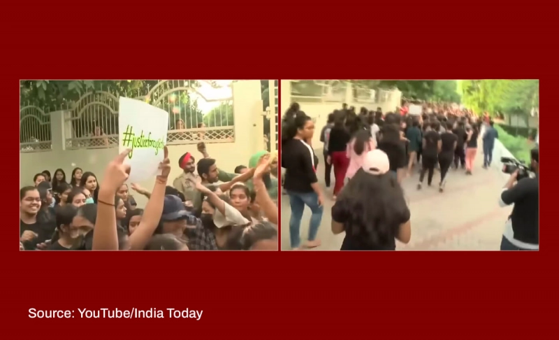 False: Chandigarh University has suspended female students for protesting over the alleged leaked videos.