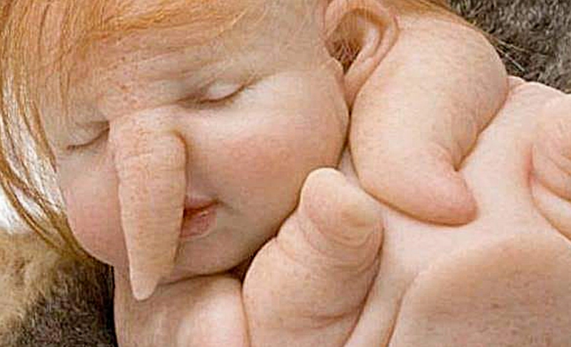 False: A Norwegian woman gave birth to a human-elephant hybrid.