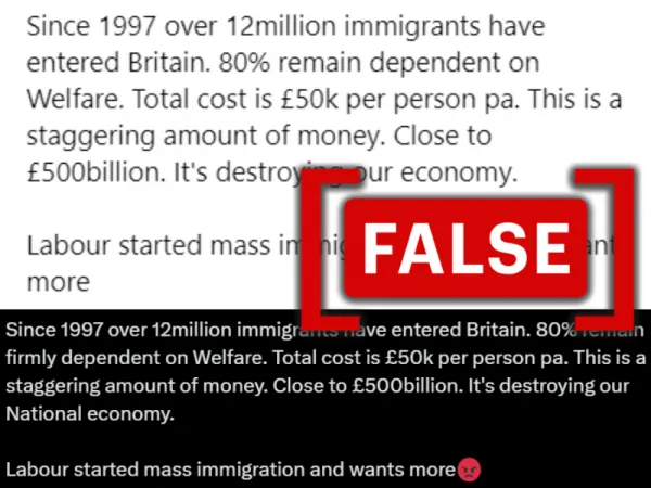 No, £500 billion isn't paid every year to non-U.K. nationals in welfare costs