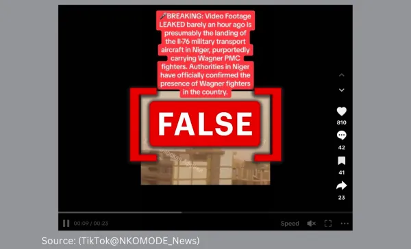 No, this video does not show an aeroplane carrying Wagner troops arriving in Niger