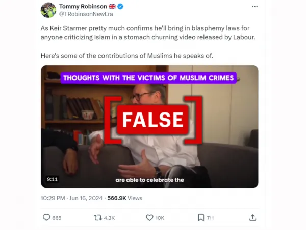 No, Labour has not said it will introduce blasphemy laws for those criticizing Islam