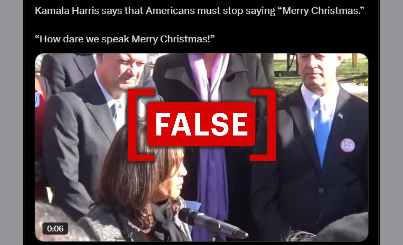 No, Kamala Harris did not say Americans must stop saying 'Merry Christmas'